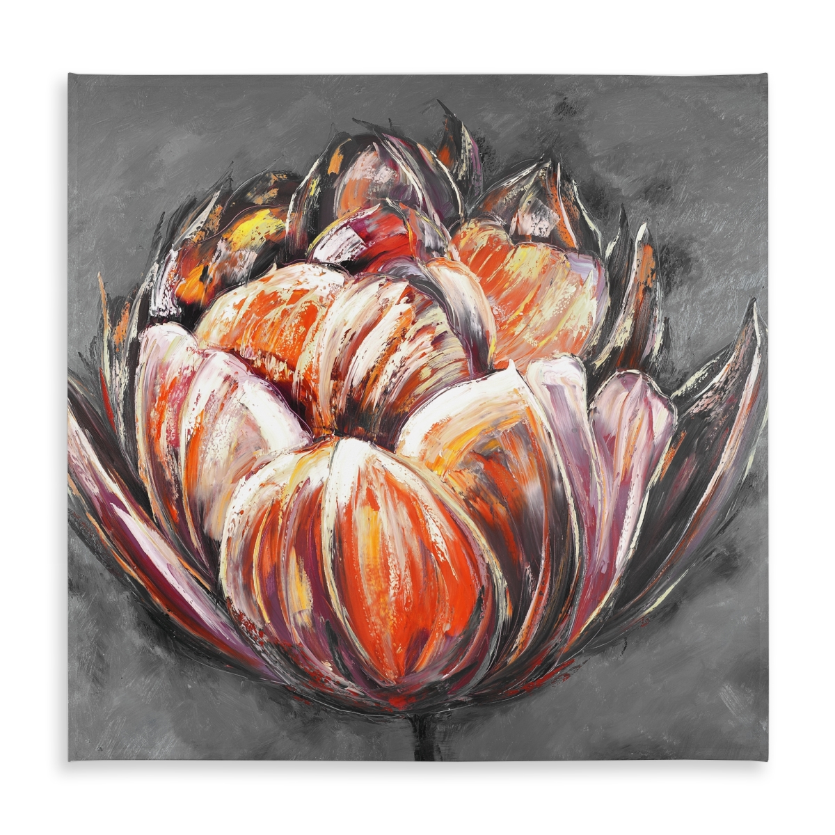 Picture of Begin Home Decor C1TC58583W4ZPU 58 x 58 in. Double Abstract Orange Tulip Tablecloth - Indoor & Outdoor Decor