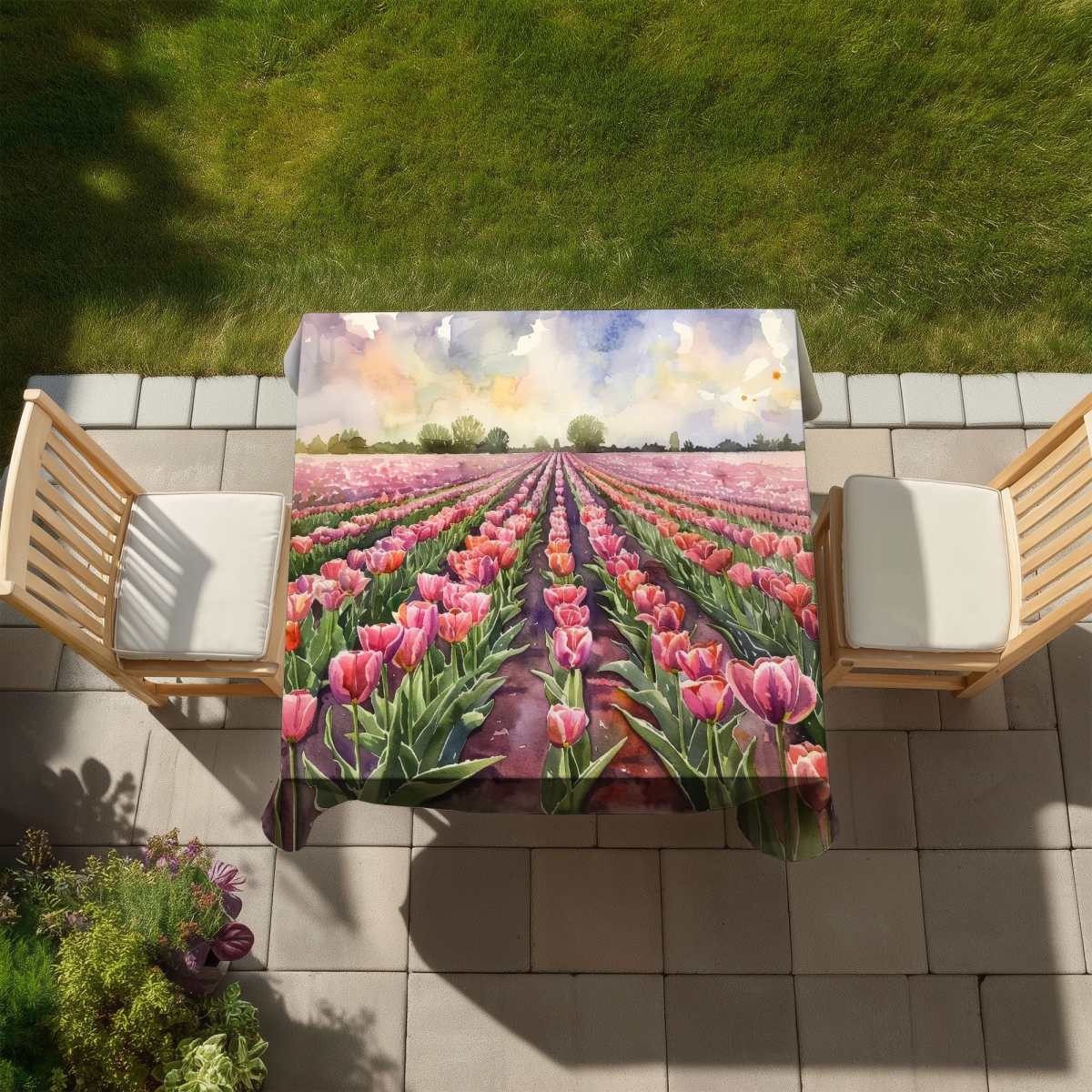 Picture of Begin Home Decor C1TC5858X7SJQY 58 x 58 in. Rose Row Indoor & Outdoor Tablecloth - Elegant Home Decor