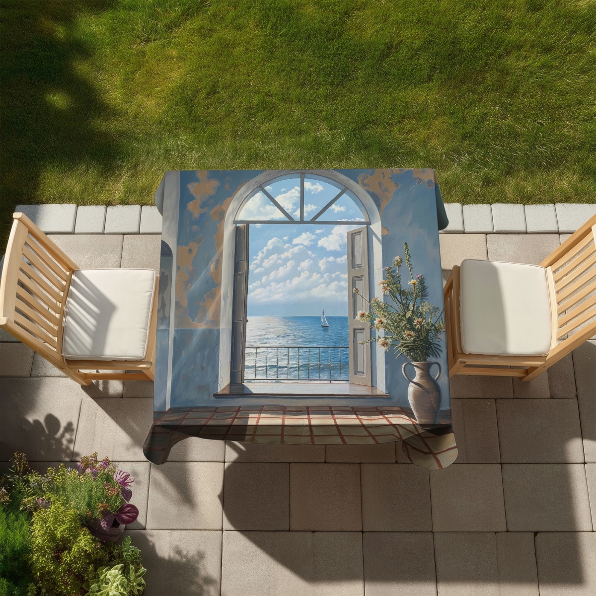 Picture of Begin Home Decor C1TC585874QO5N 58 x 58 in. The Door Indoor & Outdoor Tablecloth - Stylish Home Decor