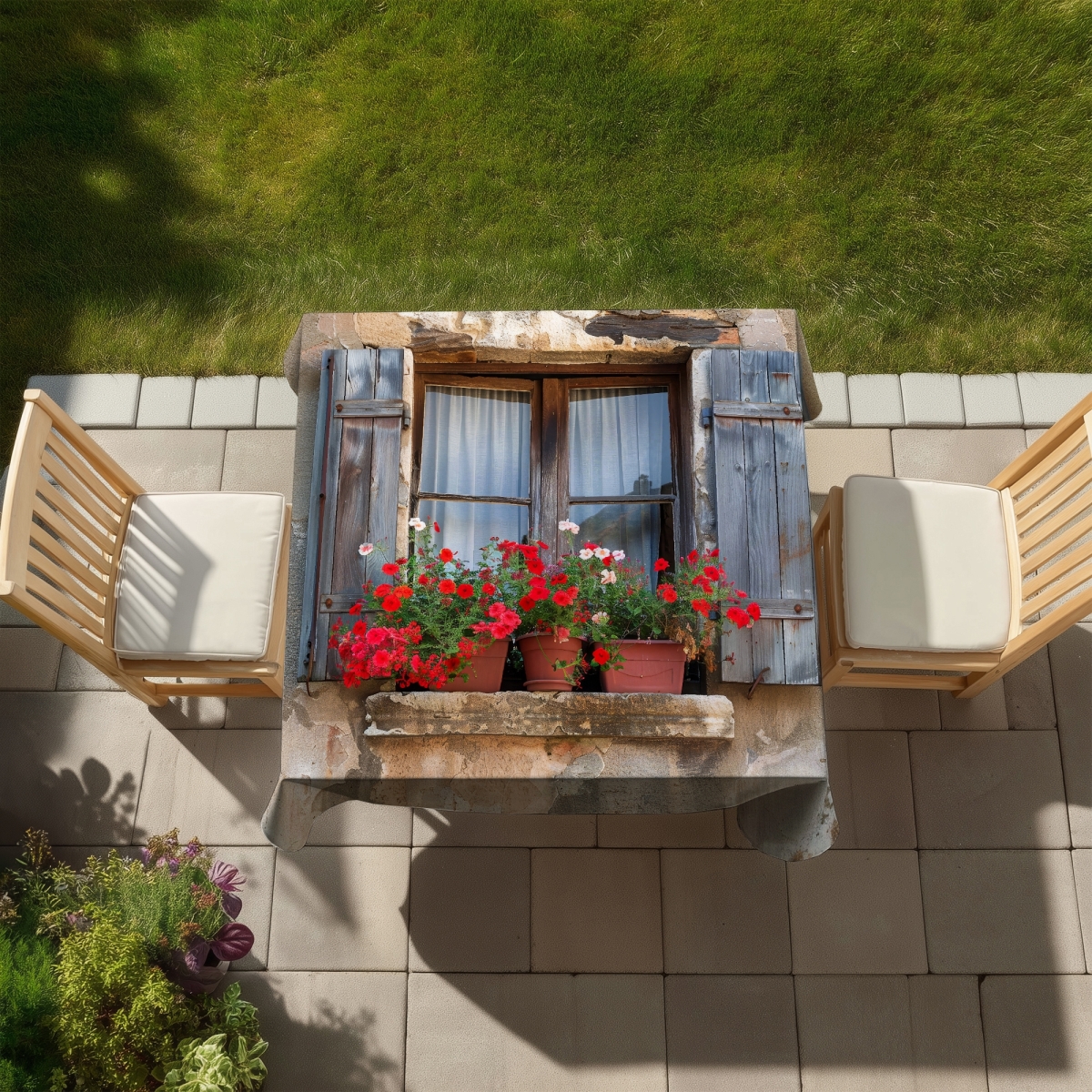 Picture of Begin Home Decor C1TC5858IFWLYV 58 x 58 in. Flowers on the Ledge Tablecloth - Indoor Outdoor Home Decor