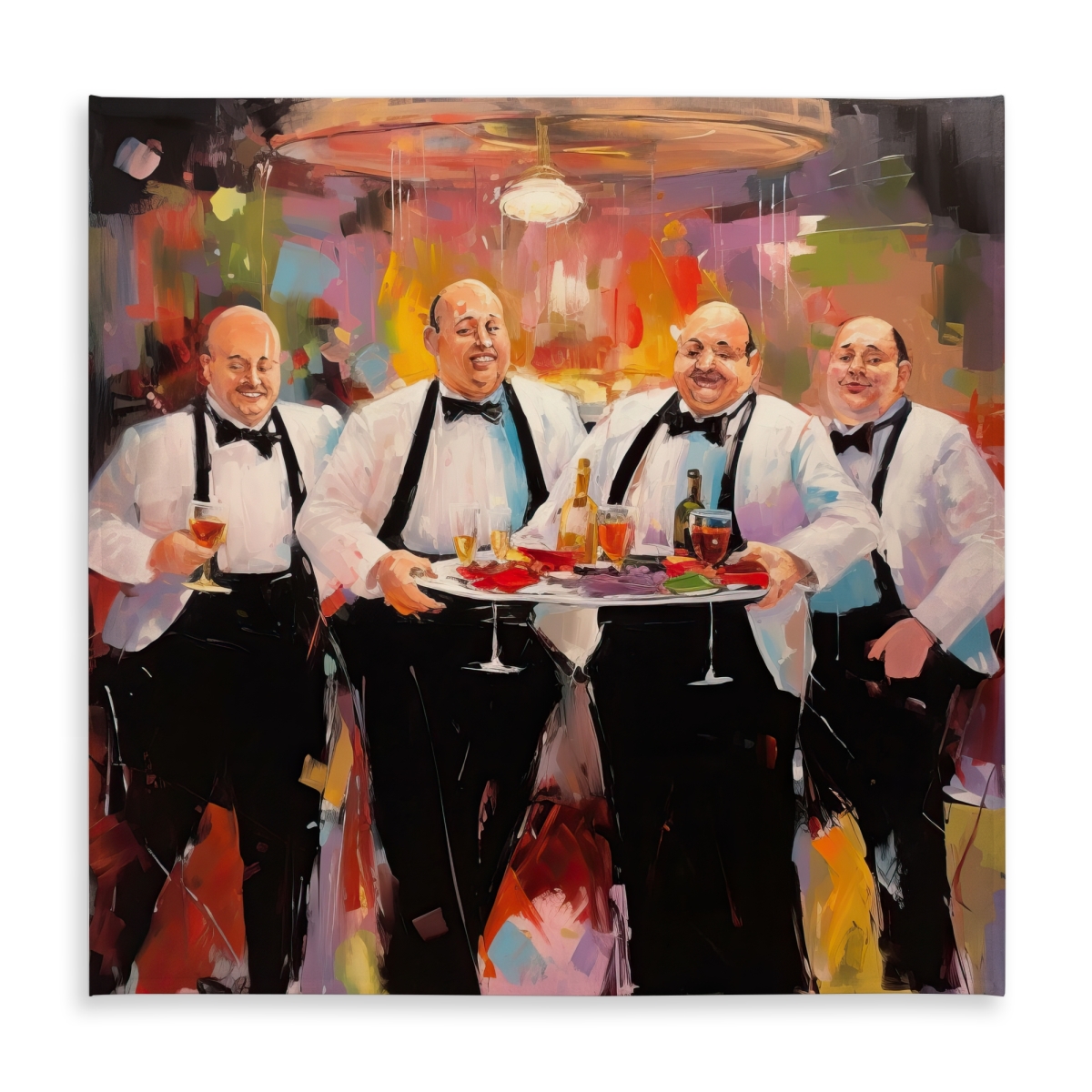 Picture of Begin Home Decor C1TC5858I7KPH8 58 x 58 in. Proud Waiters White Tablecloth - Indoor & Outdoor Home Decor