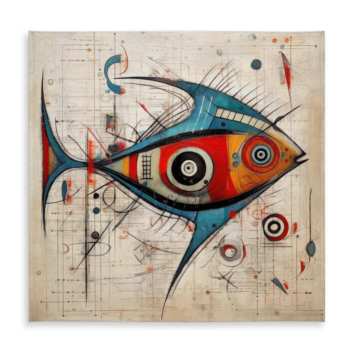 Picture of Begin Home Decor C1TC58587UTHRN 58 x 58 in. Abstract Fish Blue Tablecloth for Indoor & Outdoor Home Decor