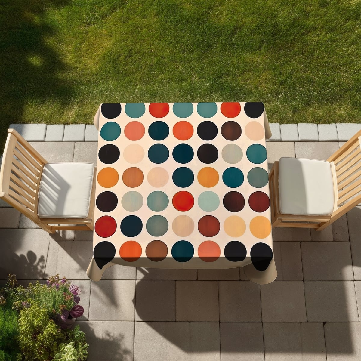Picture of Begin Home Decor C1TC5858LYVG66 58 x 58 in. Minimalist Circle Army Abstract Tablecloth - Indoor & Outdoor Decor