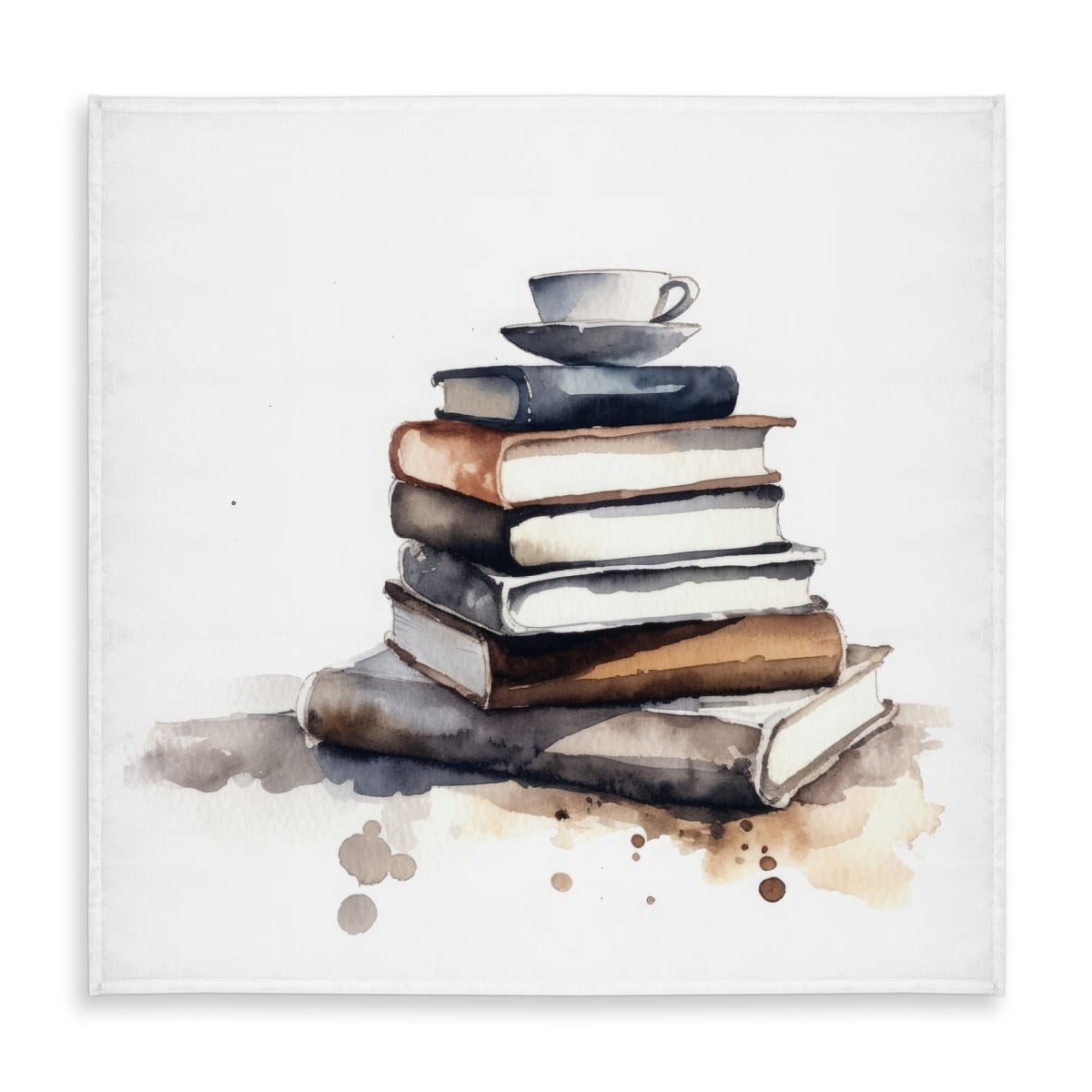 Picture of Begin Home Decor C1TC5858LPOLKE 58 x 58 in. Caffeinated Books Blue Tablecloth - Indoor & Outdoor Home Decor