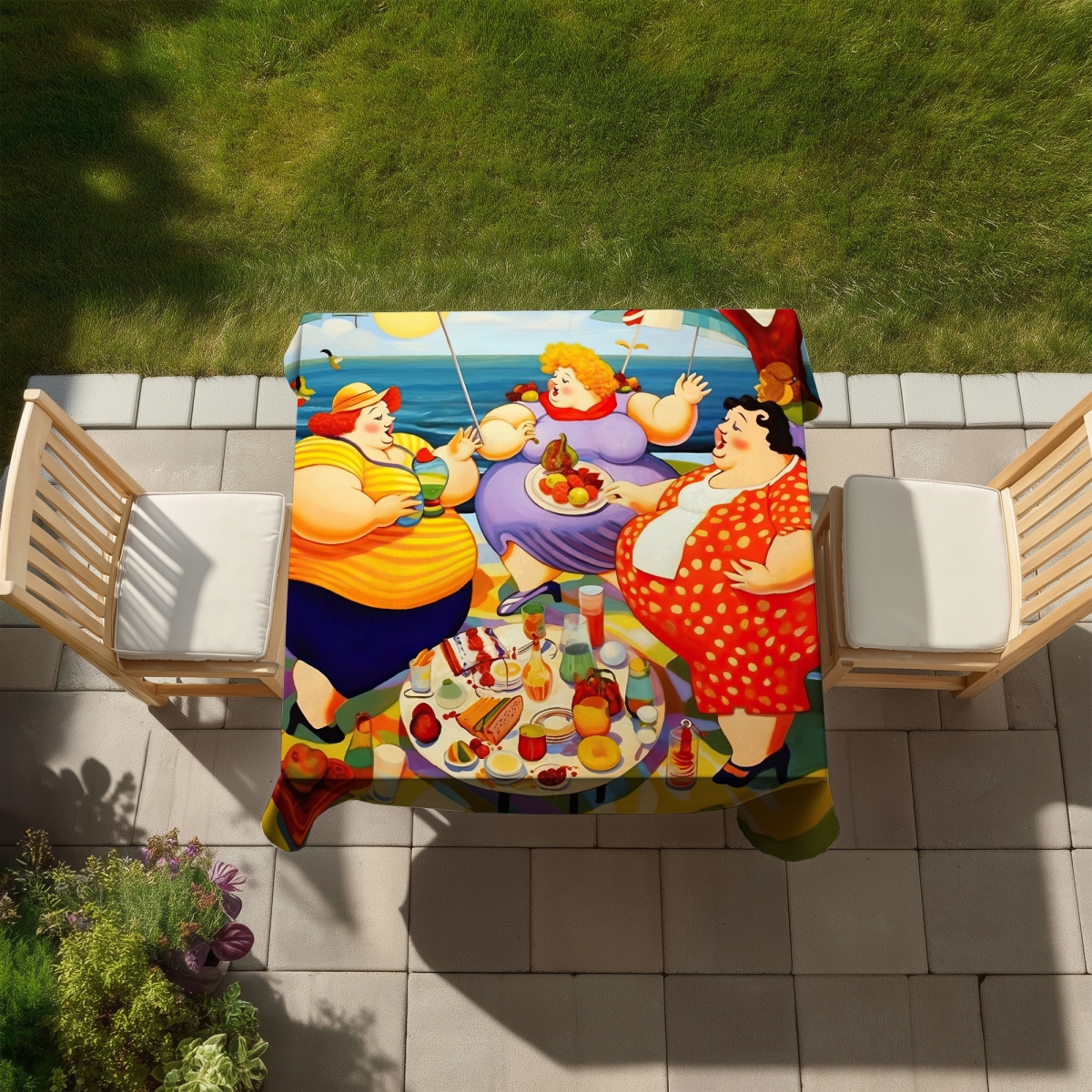 Picture of Begin Home Decor C1TC58585RUCHG 58 x 58 in. The Picnic Bedroom Tablecloth - Indoor Outdoor Home Decor
