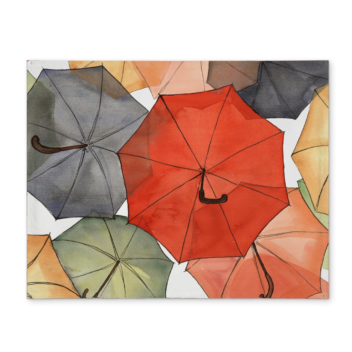 Picture of Begin Home Decor CPPM1418M52YBP 14 x 18 in. Illustrative Red Polyester Placemat - The Umbrellas Decor
