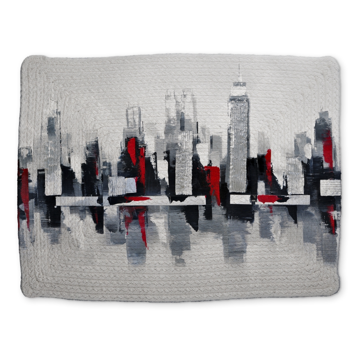 Picture of Begin Home Decor CBPM1418VH9KTY 14 x 18 in. Gray Cityscape Braided Polyester Placemat - Modern Home Decor