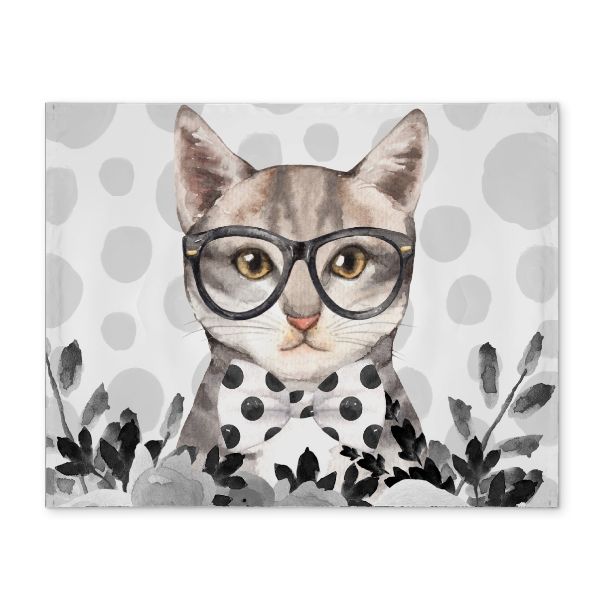 Picture of Begin Home Decor CPPM1418MGTQ37 14 x 18 in. Geek Cat White Polyester Placemat - Animal Bedroom Decor