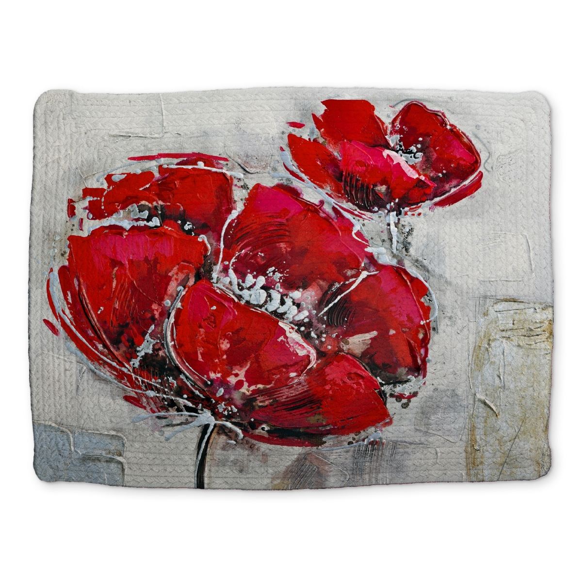 Picture of Begin Home Decor CBPM1418WINSCZ 14 x 18 in. White Floral & Botanical Braided Placemat - Red Flowers Decor