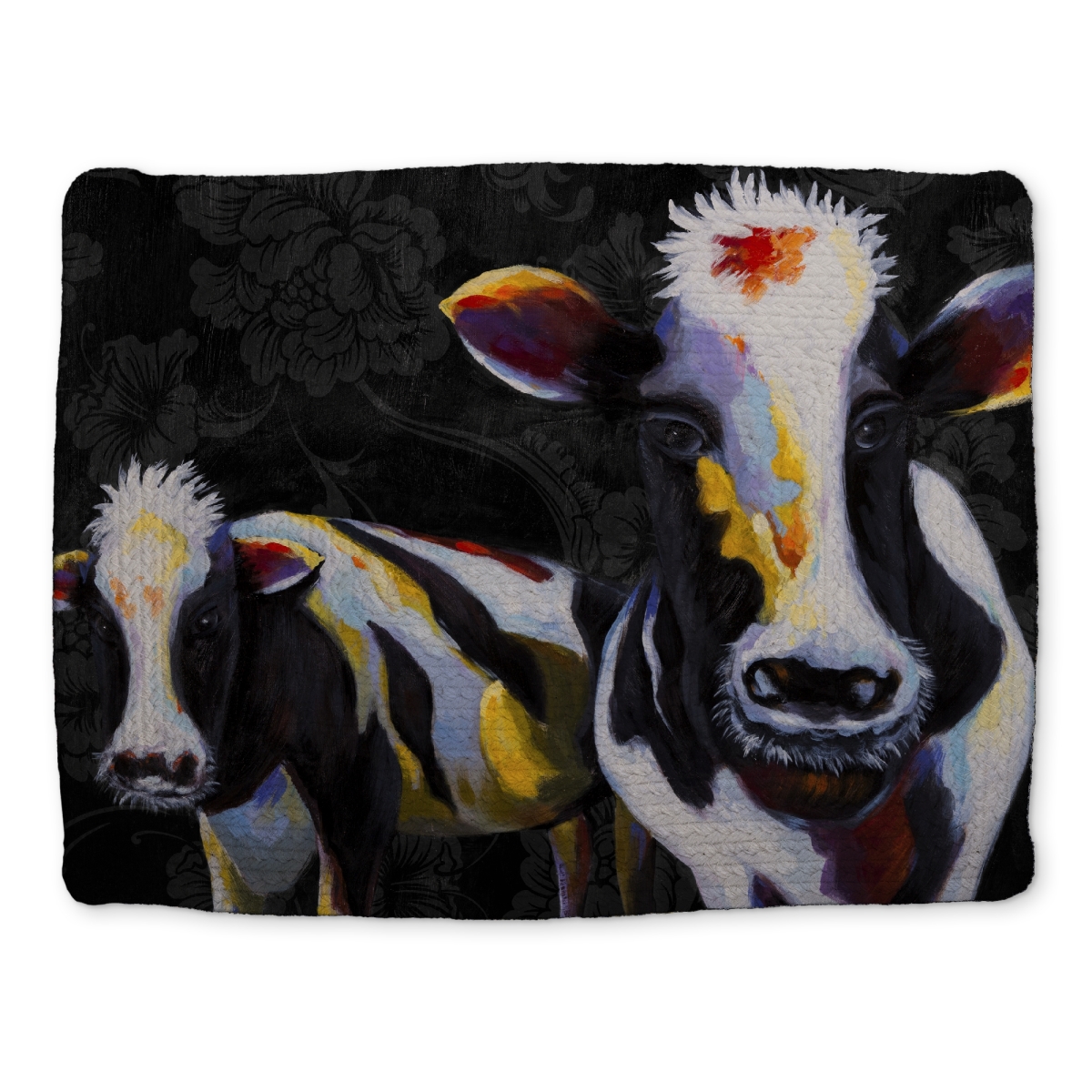 Picture of Begin Home Decor CBPM1418WY3X3B 14 x 18 in. Two Funny Cows Victorian Rustic Farm Animal Braided Placemat