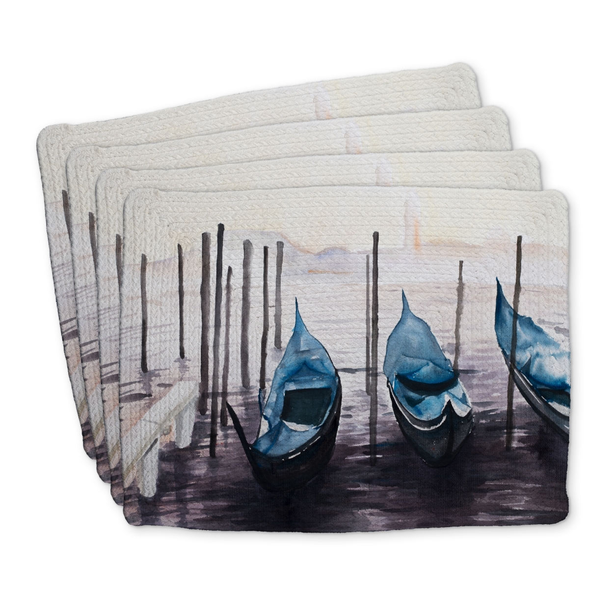 Picture of Begin Home Decor C4BP1418ZOON2C 14 x 18 in. The Gondola in Italy - Braided Polyester Placemat for Decor - Set of 4