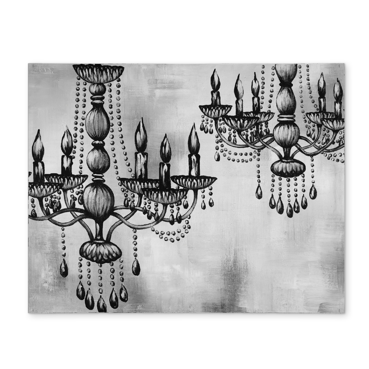 Picture of Begin Home Decor CPPM1418JHTPB9 14 x 18 in. Two Crystal Chandeliers Monochrome Polyester Placemat - Home Decor