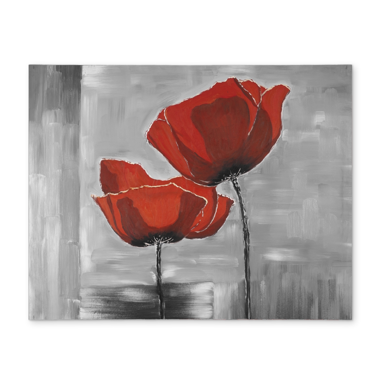 Picture of Begin Home Decor CPPM1418JT8F1A 14 x 18 in. Gray Floral Polyester Placemat - Two Red Flowers Home Decor