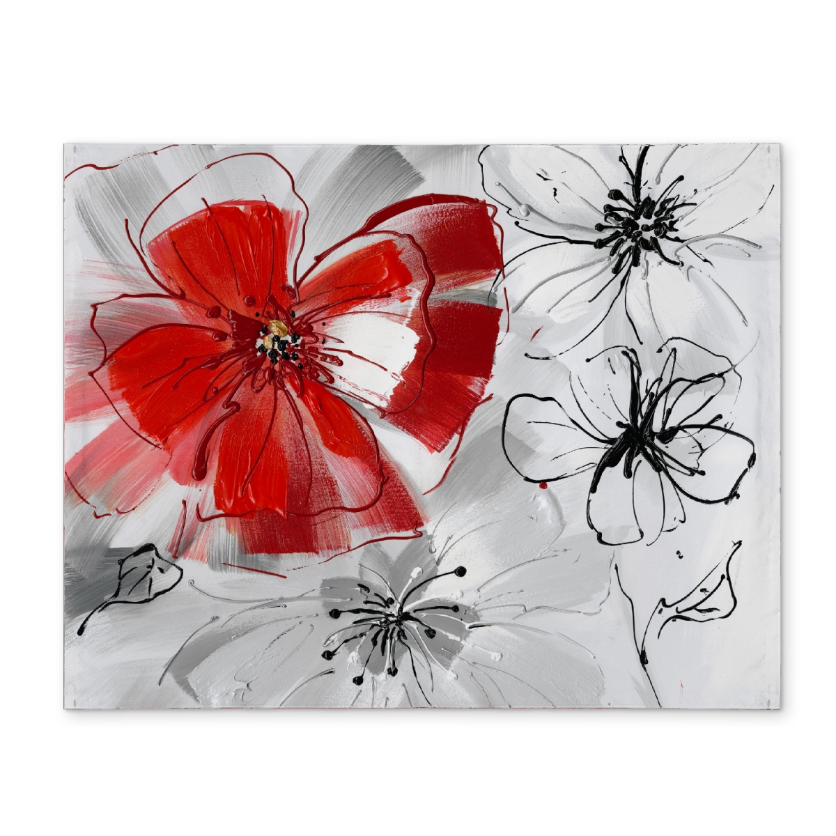 Picture of Begin Home Decor CPPM1418DW62RK 14 x 18 in. Red & Gray Floral Polyester Placemat - Botanical Bedroom Decor