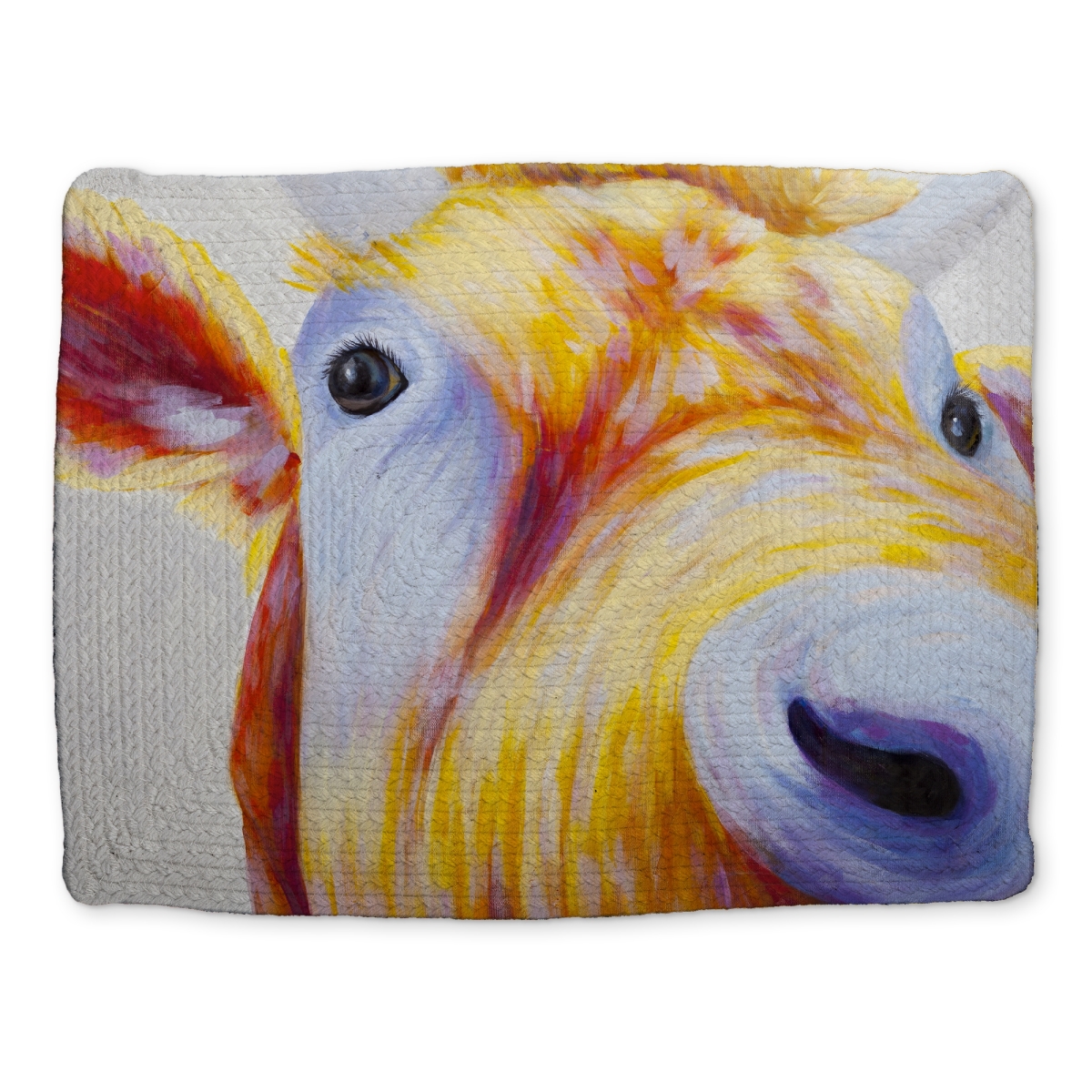 Picture of Begin Home Decor CBPM1418XNCBLQ 14 x 18 in. Contemporary Blue Braided Placemat - Colorful Country Cow Decor