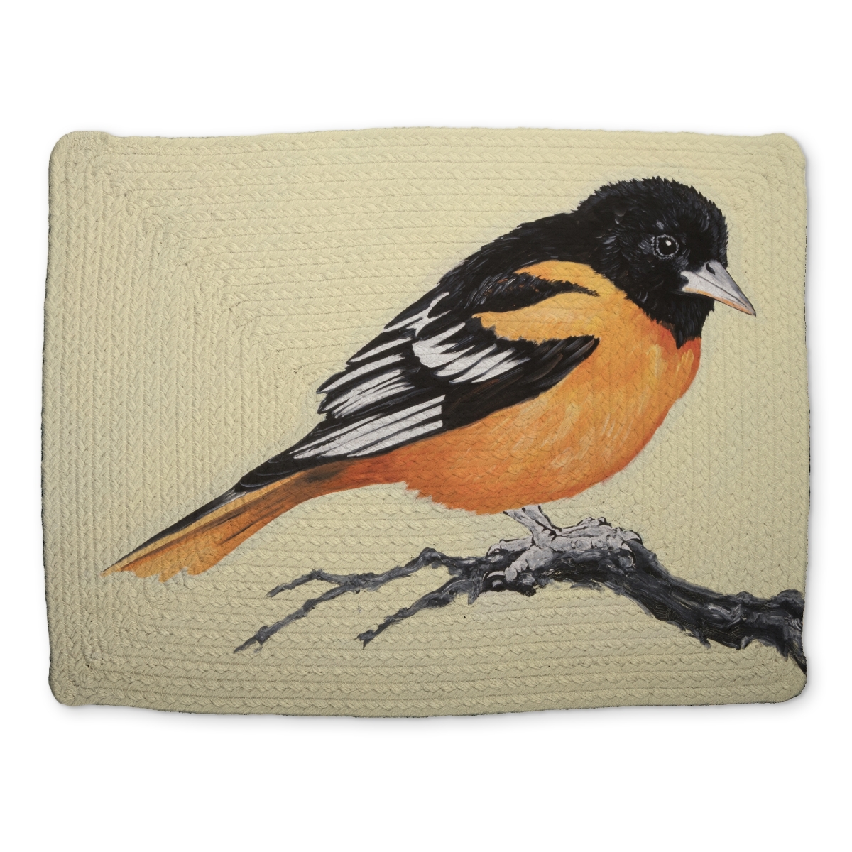 Picture of Begin Home Decor CBPM1418Y1LDCM 14 x 18 in. Realistic Bird Branch Placemat - Braided Polyester Home Decor