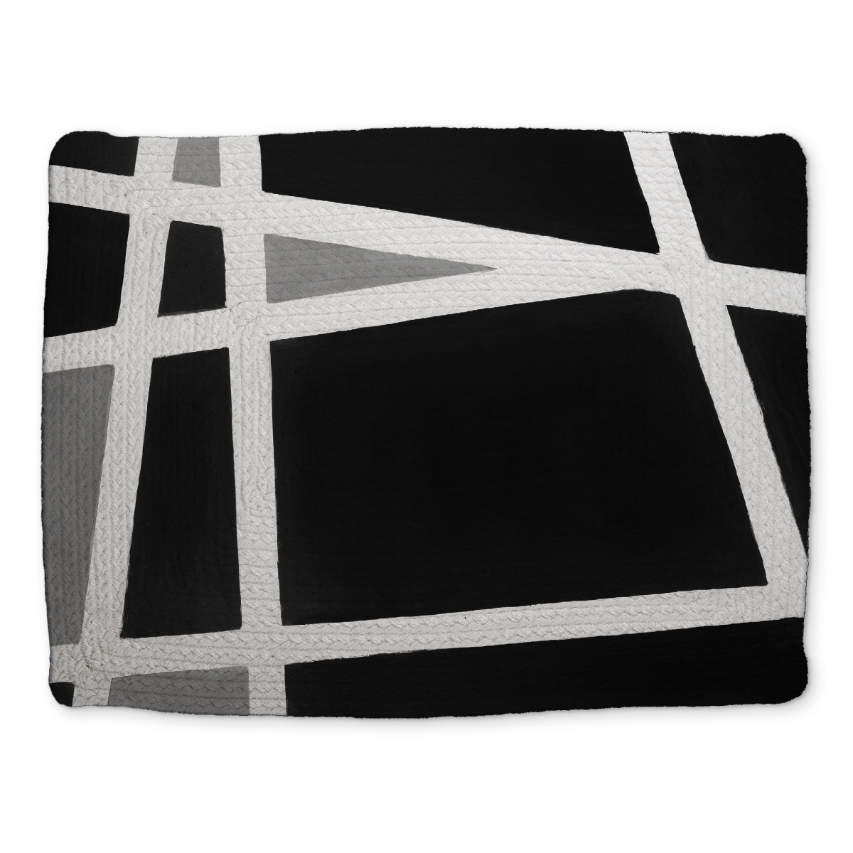 Picture of Begin Home Decor CBPM1418YQ2JRG 14 x 18 in. Black & White Abstract Shapes Braided Placemat - Home Decor