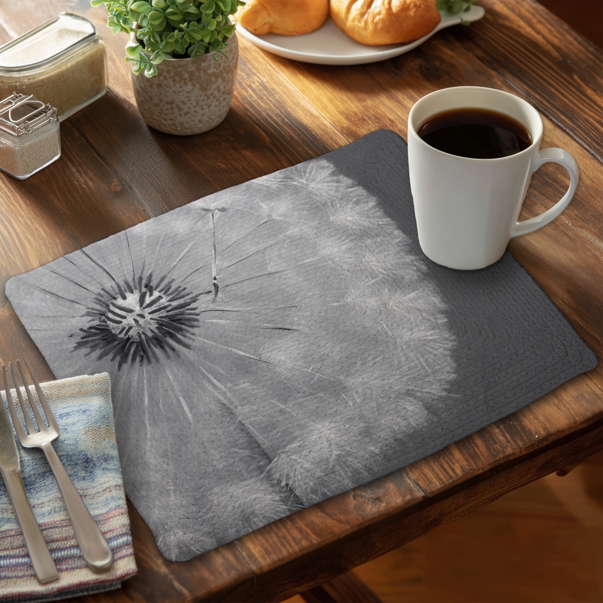 Picture of Begin Home Decor CBPM1418VZD4AV 14 x 18 in. Dandelion Puff Ball Braided Polyester Placemat - Home Decor