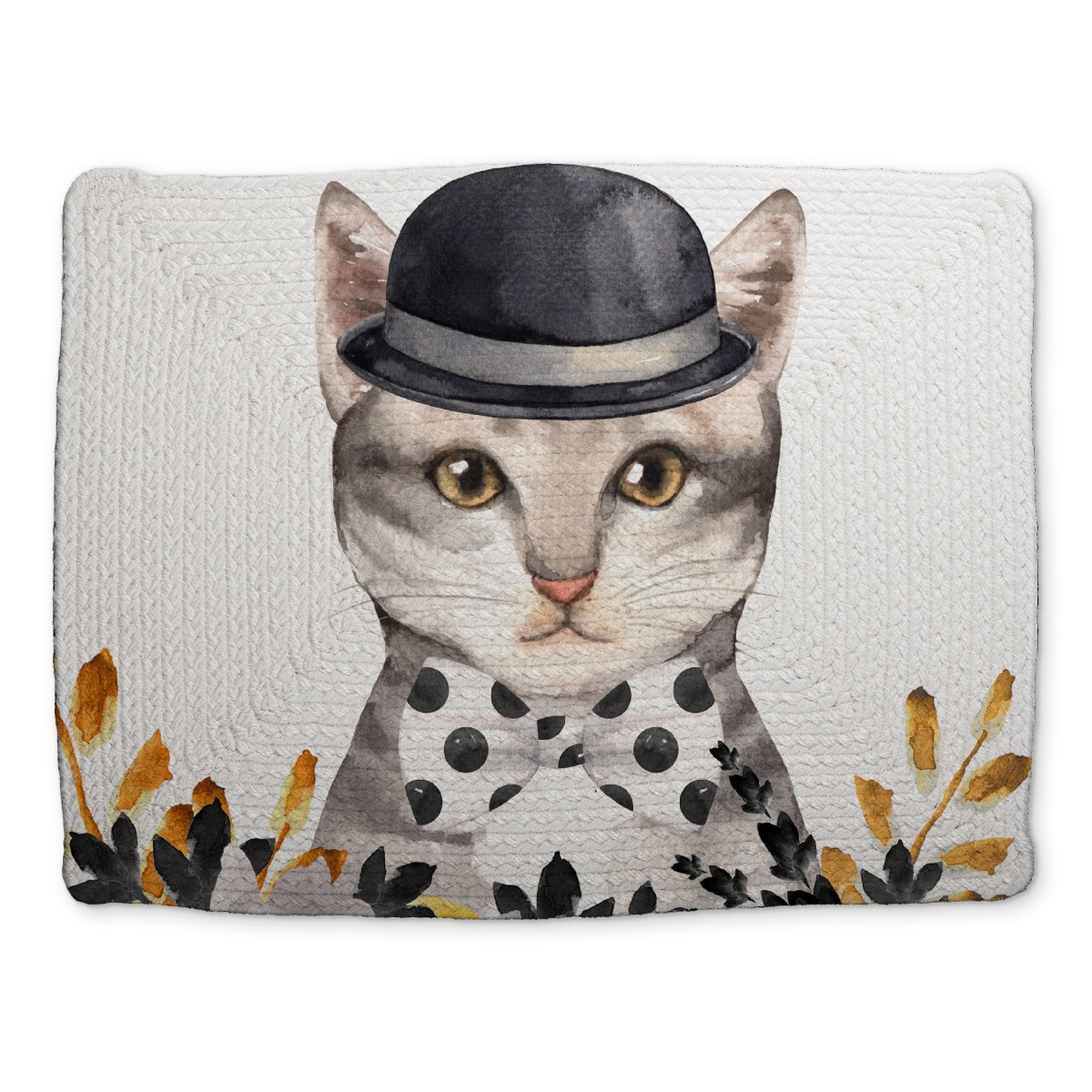 Picture of Begin Home Decor CBPM1418VAKP9D 14 x 18 in. Chic Cat Gray Braided Polyester Placemat - Pet Home Decor