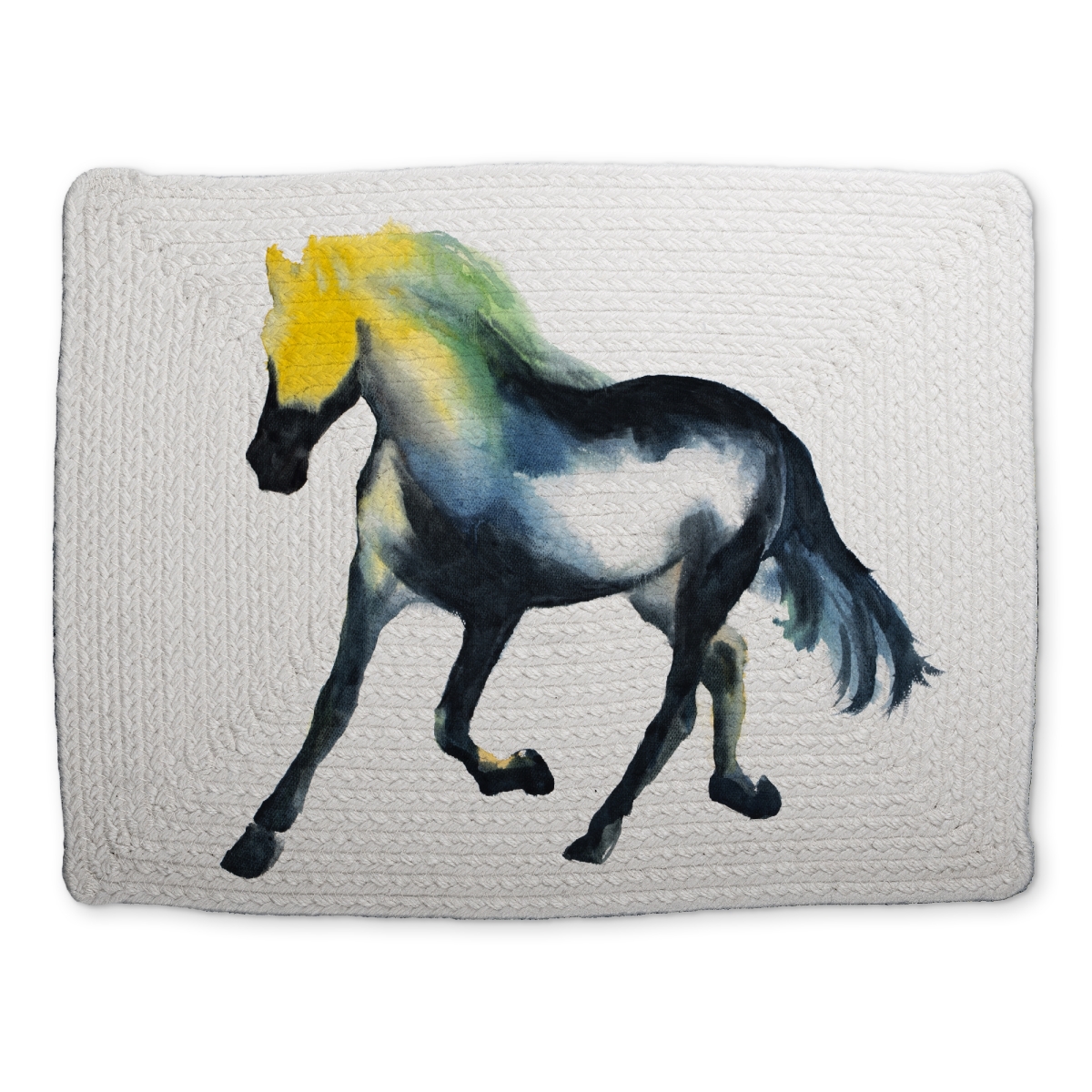 Picture of Begin Home Decor CBPM1418VX4EC7 14 x 18 in. Galloping Horse Blue Farm Animal Braided Polyester Placemat