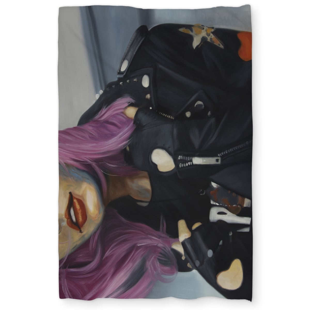 C1DCTXLWXQBTW5 Young Punk Woman Twin Size Extra Long Duvet Cover - Pop Art Hyperrealist Decor
