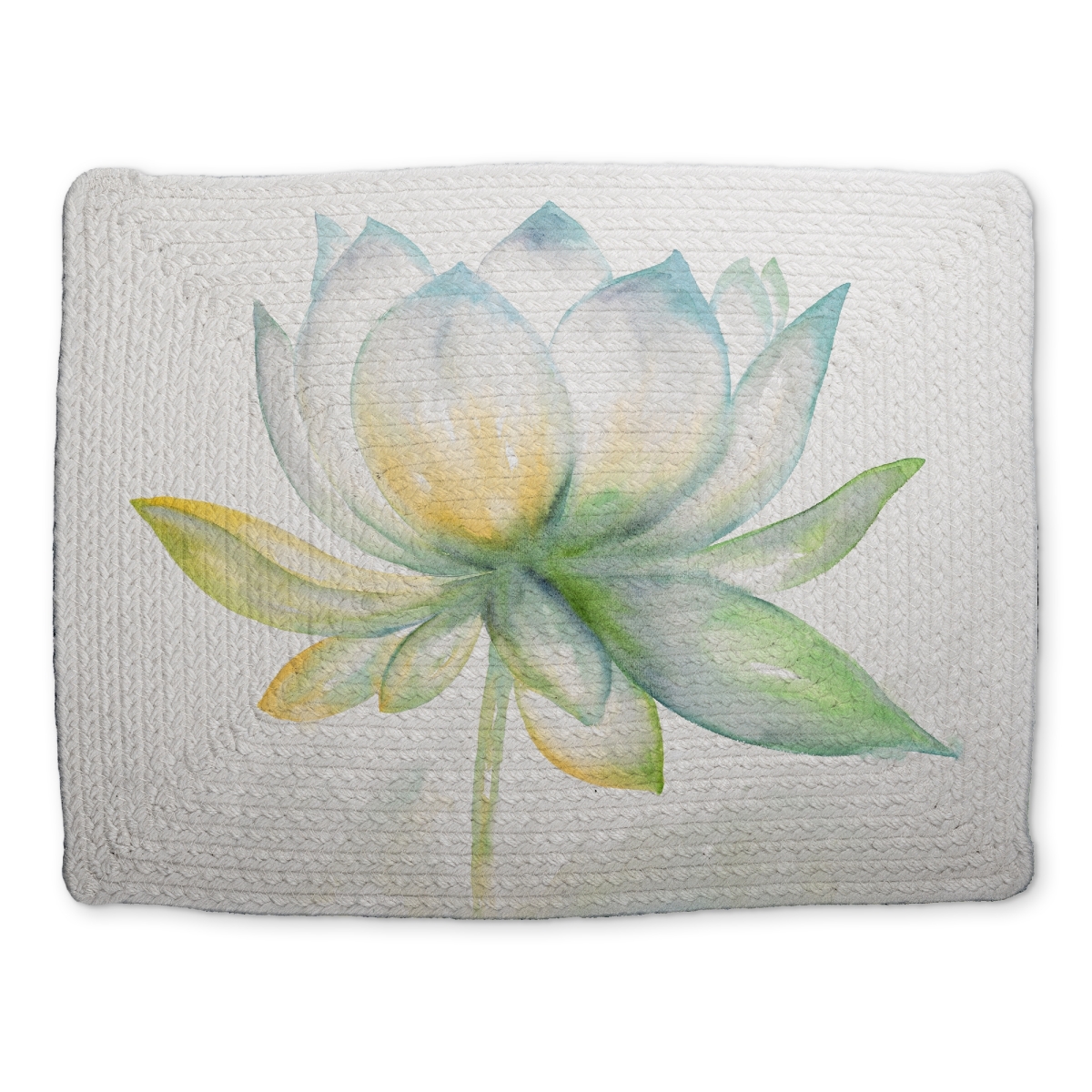 Picture of Begin Home Decor CBPM1418W3CIL3 14 x 18 in. Blue Botanical Lotus Flower Braided Placemat - Home Decor