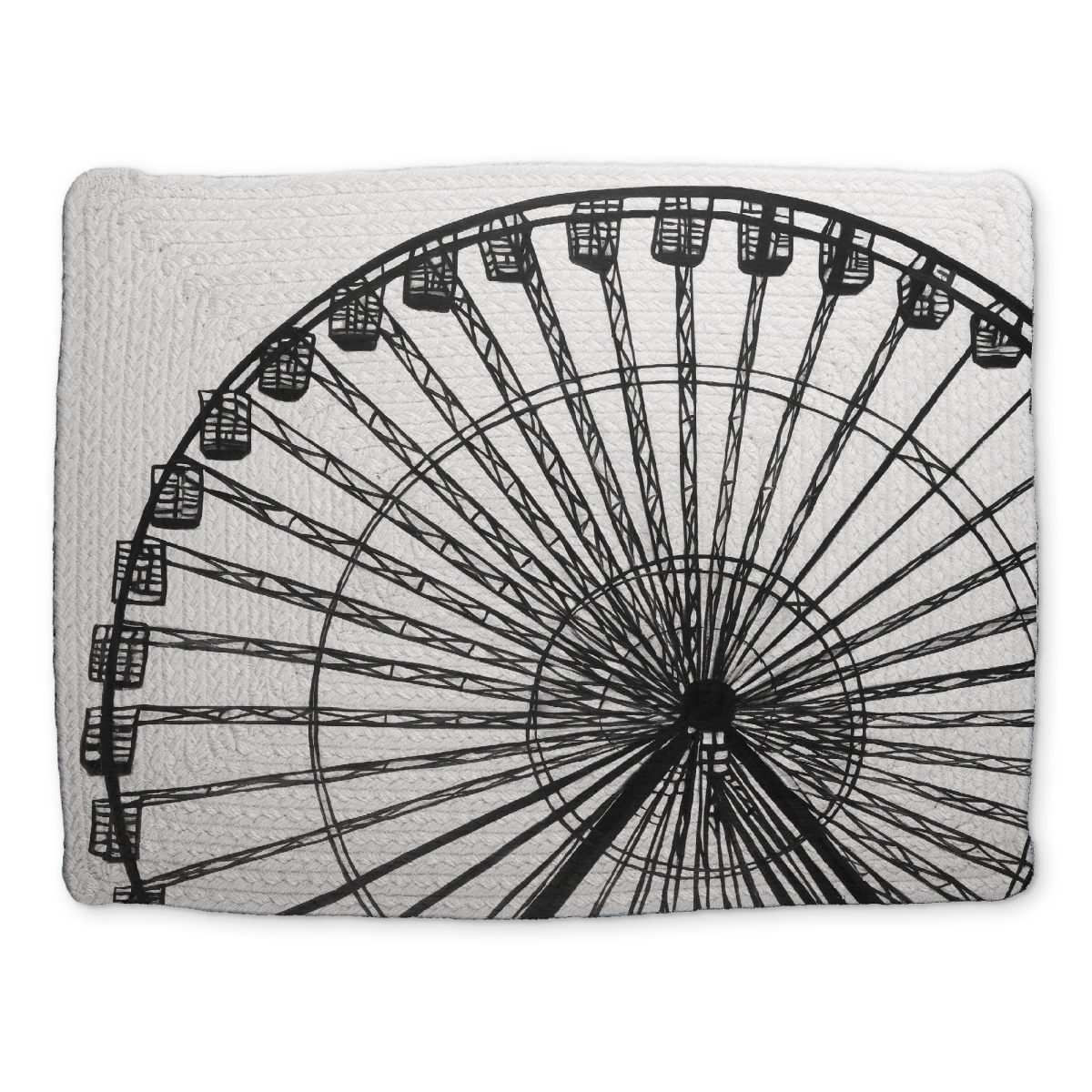 Picture of Begin Home Decor CBPM1418WSK1RI 14 x 18 in. White Braided Polyester Placemat - Monochrome Ferris Wheel Decor