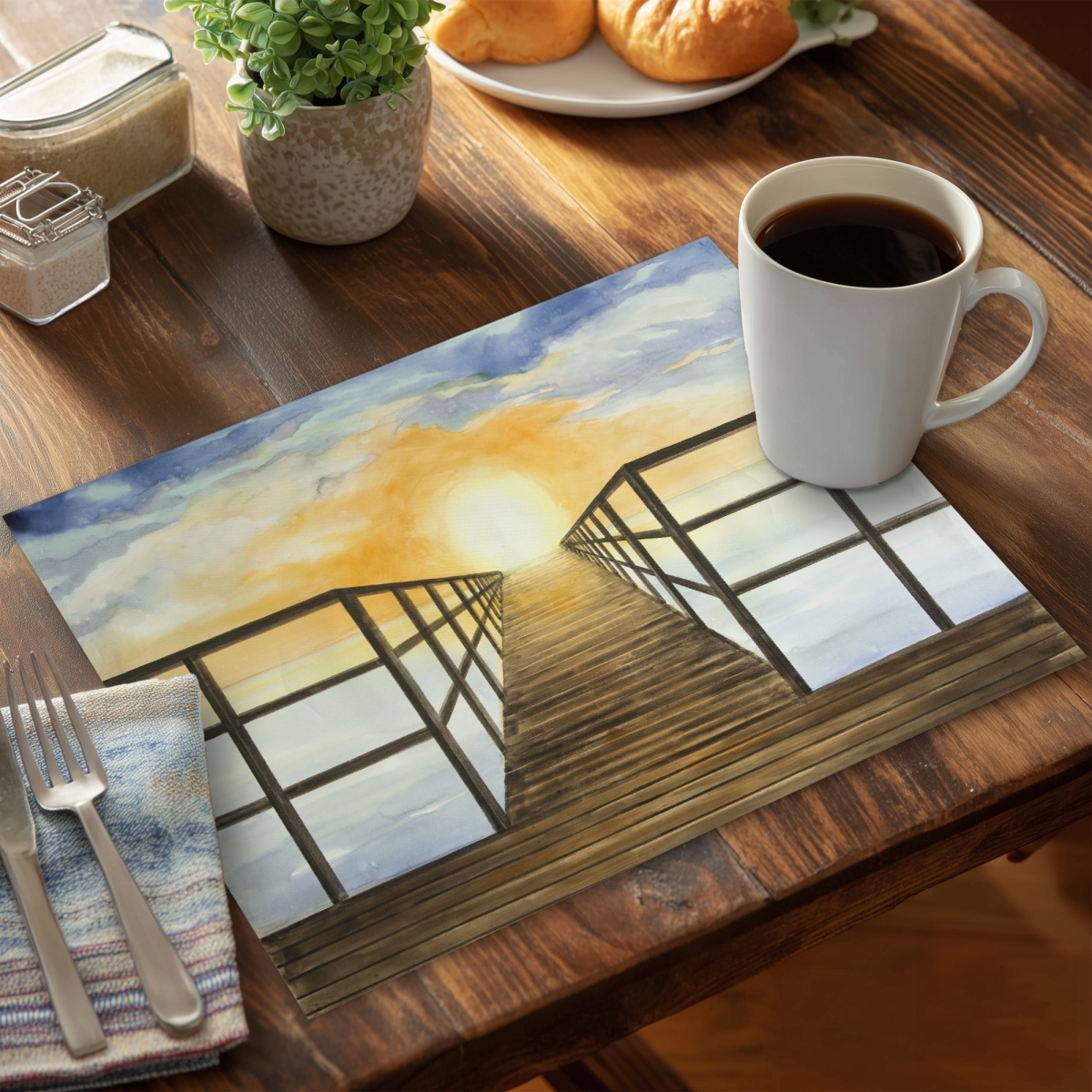 Picture of Begin Home Decor CPPM1418MED2LQ 14 x 18 in. Sunset in the Sea Exotic Polyester Placemat - Home Decor