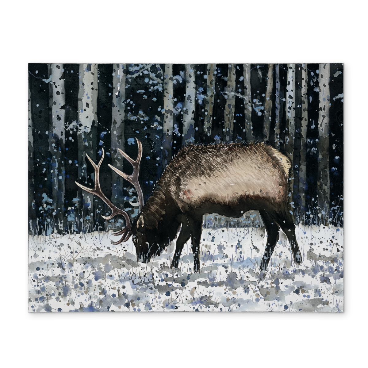 Picture of Begin Home Decor CPPM1418K4YVBE 14 x 18 in. Caribou Winter Forest Blue Rustic Polyester Placemat - Home Decor