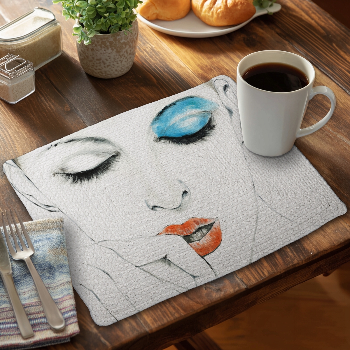 Picture of Begin Home Decor CBPM1418YBRO4O 14 x 18 in. Beauty Bedroom Braided Polyester Placemat - Pure Style Decor