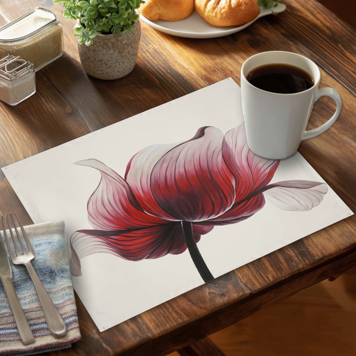 Picture of Begin Home Decor CPPM1418JSQ2JH 14 x 18 in. Anemone Flower Exotic Polyester Placemat - Bedroom Decor