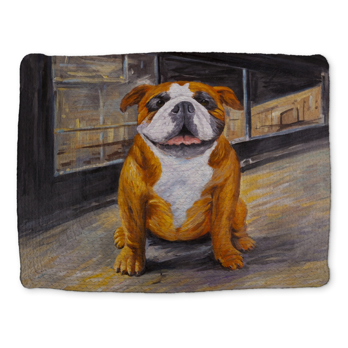 Picture of Begin Home Decor CBPM1418XKBAIM 14 x 18 in. Smiling Bulldog Braided Polyester Placemat - Bedroom Decor