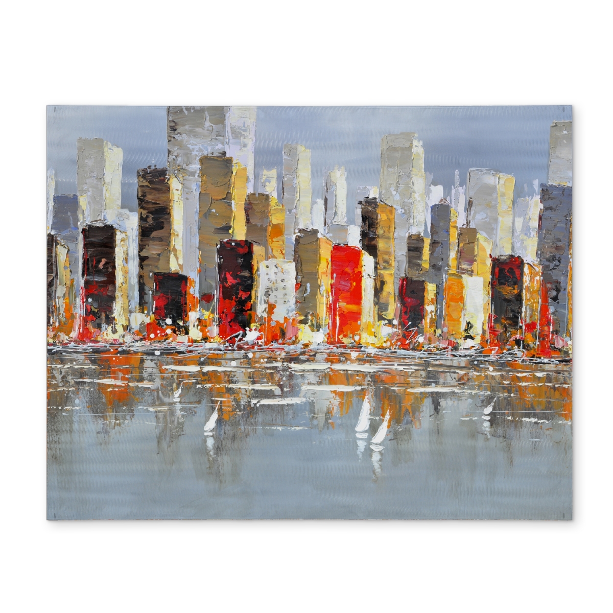 Picture of Begin Home Decor CPPM1418KC7LIH 14 x 18 in. Gray Bedroom Cities Placemat - Colorful Buildings Reflection