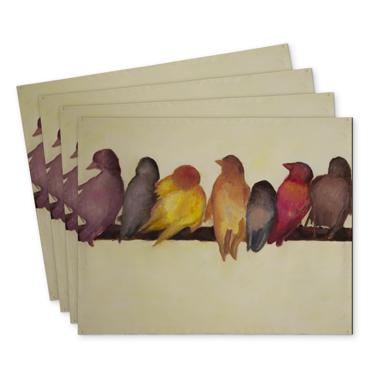 Picture of Begin Home Decor C4PP1418APLU2F 14 x 18 in. Bird Family Polyester Placemat for Home Decor - Stylish Design - Set of 4
