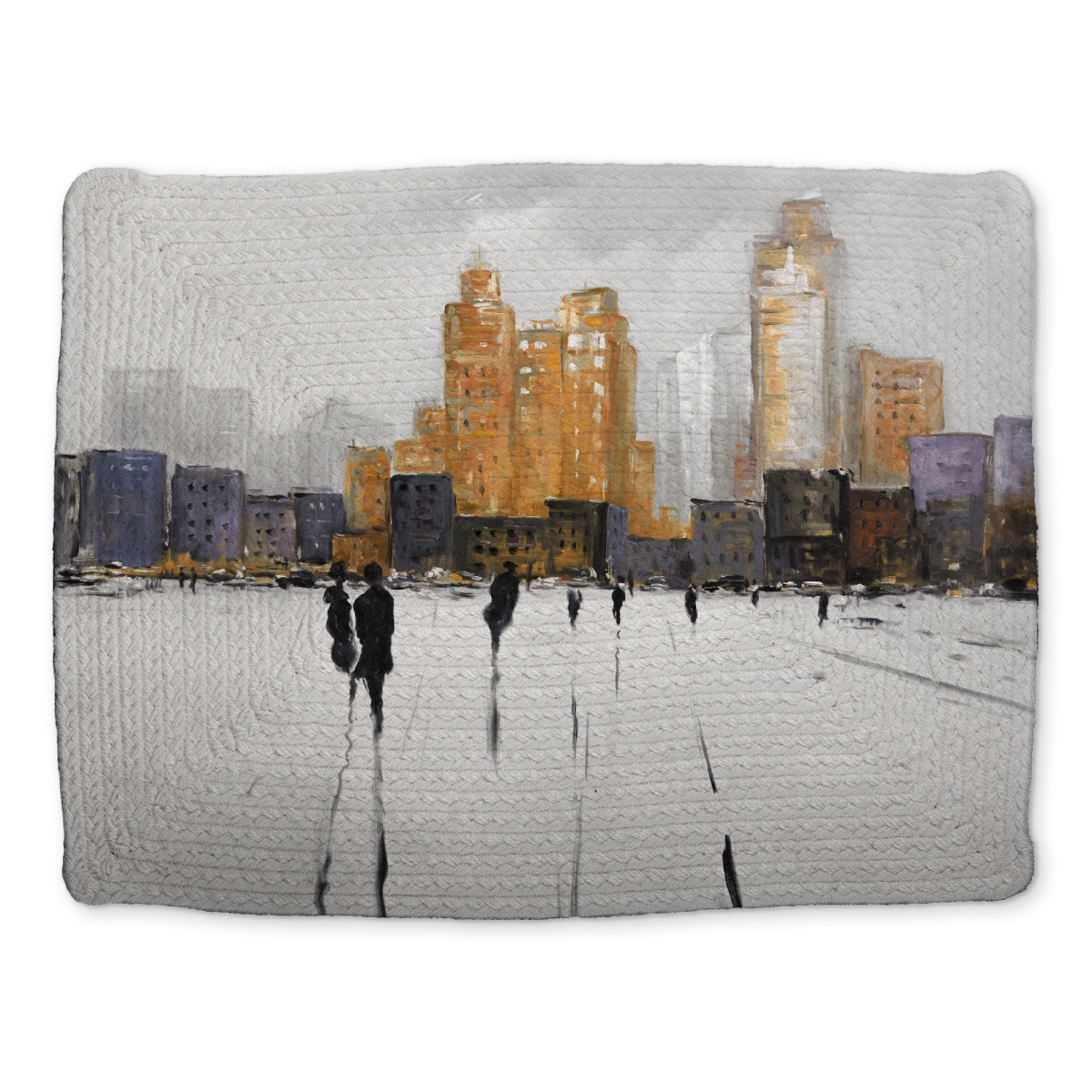 Picture of Begin Home Decor CBPM1418VOHGUP 14 x 18 in. Gray Contemporary City Silhouettes Braided Polyester Placemat