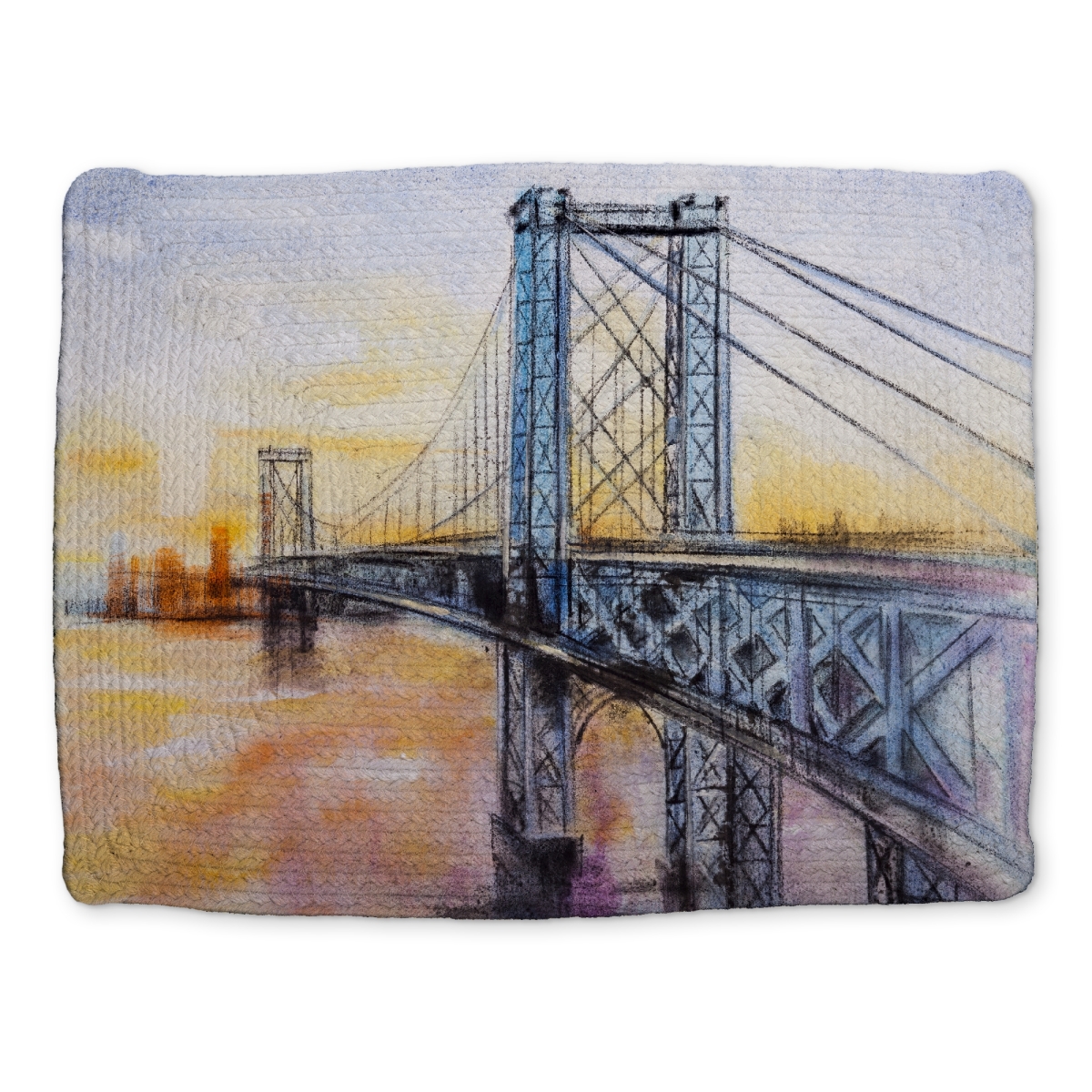 Picture of Begin Home Decor CBPM1418X1JF58 14 x 18 in. Abstract Brooklyn Bridge Blue Placemat - Braided Polyester Decor