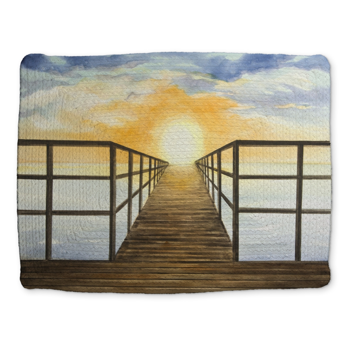 Picture of Begin Home Decor CBPM1418X5ZBEP 14 x 18 in. Sunset in the Sea - Yellow Sea Braided Polyester Placemat