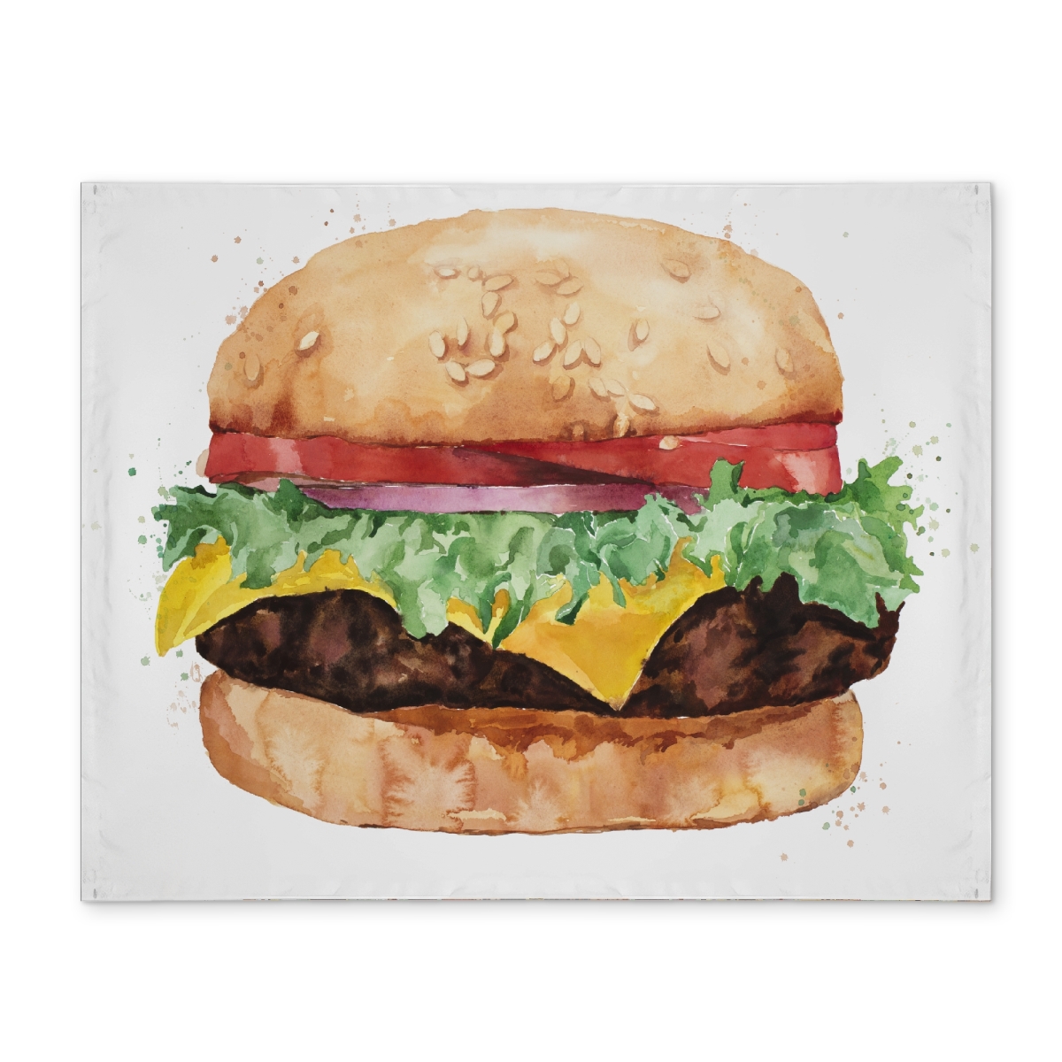 Picture of Begin Home Decor CPPM14186R3F09 14 x 18 in. Brown Gastronomy Kitchen Placemat - Watercolor Cheeseburger Decor