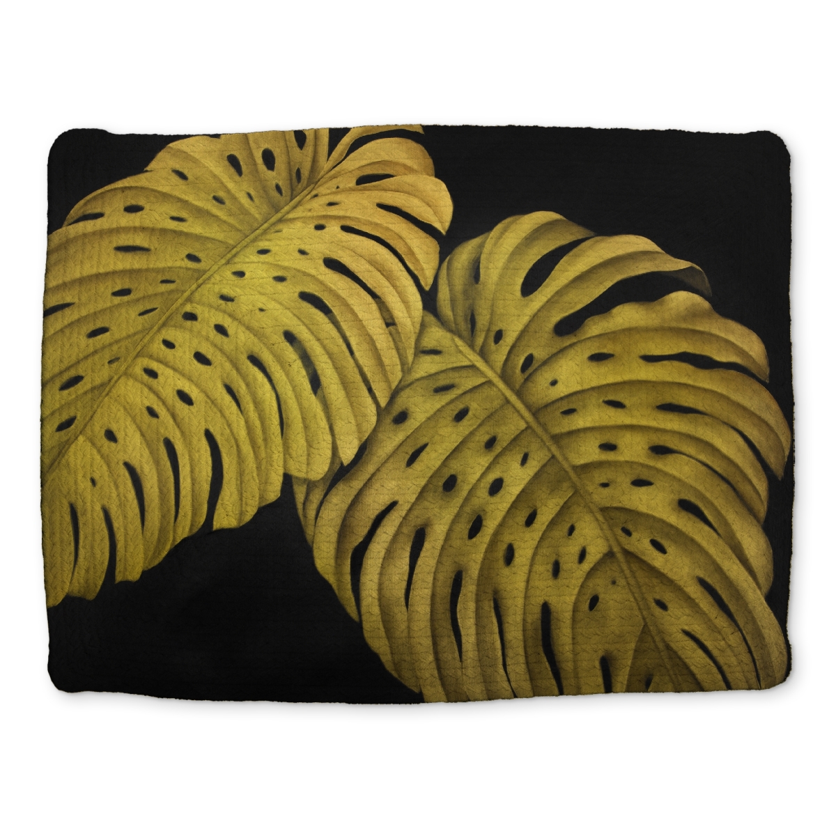 Picture of Begin Home Decor CBPM1418YBTTNS 14 x 18 in. Gold Monstera Floral Bedroom Placemat - Exotic Home Decor