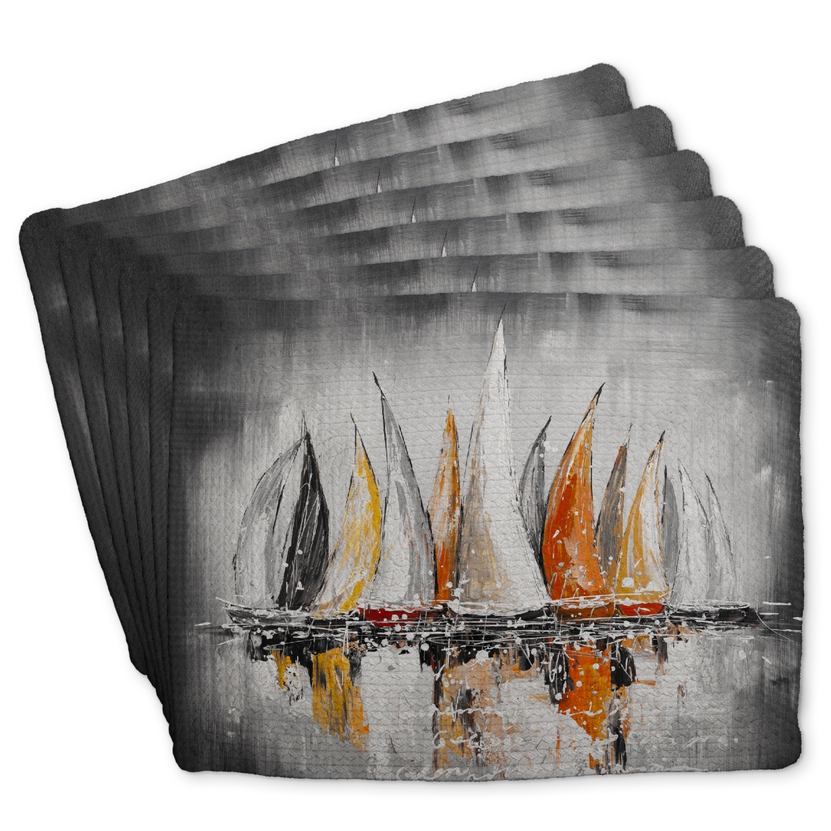 Picture of Begin Home Decor C6BP14182G6TAW 14 x 18 in. Sails on the Winds Braided Polyester Placemat - Home Decor - Set of 6