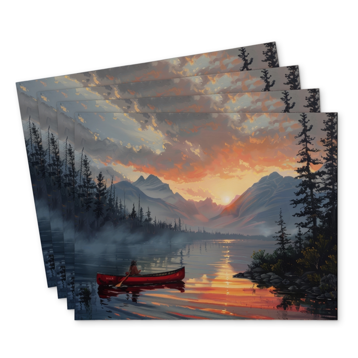 Picture of Begin Home Decor C4PP1418AWMDA3 14 x 18 in. Calm Lake Polyester Placemat - Elegant Home Decor Accent - Set of 4