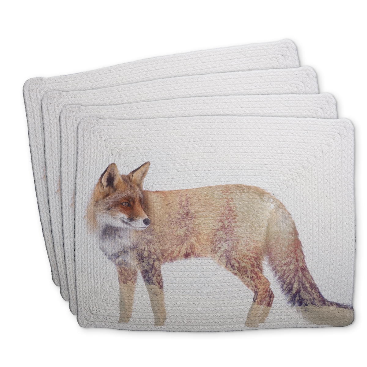 Picture of Begin Home Decor C4BP1418I27UBR 14 x 18 in. Forest & Fox Braided Polyester Placemat for Home Decor - Set of 4