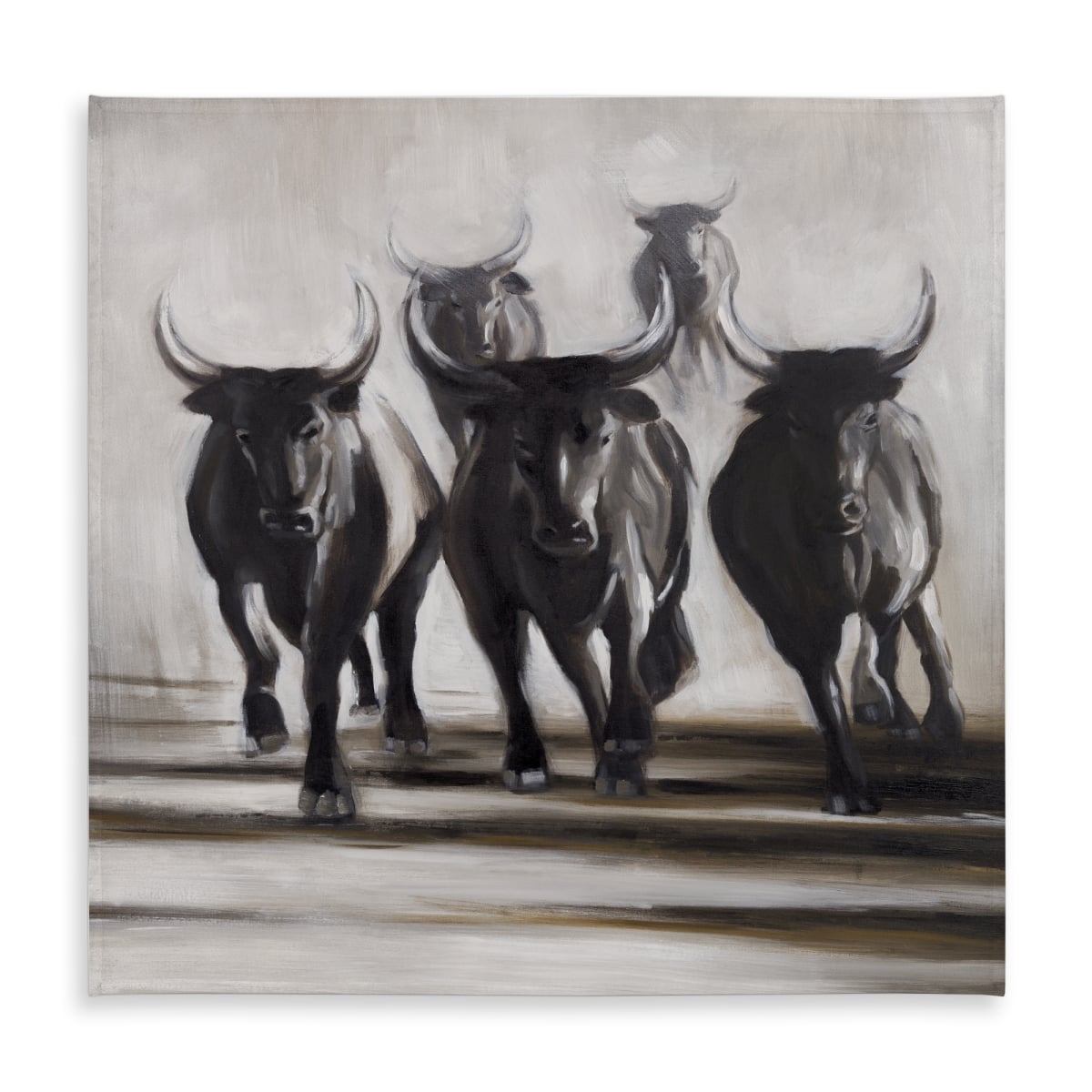 Picture of Begin Home Decor C1TC5858HBA90W 58 x 58 in. Running Fierce Bulls Tablecloth - Indoor Outdoor Farm Decor