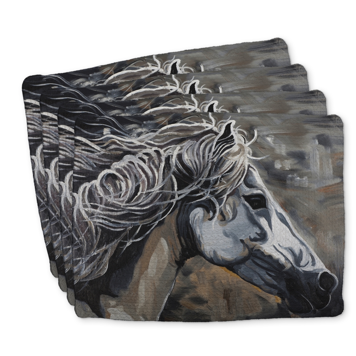 Picture of Begin Home Decor C4BP1418BX87B7 14 x 18 in. Side of a Wild Horse Braided Polyester Placemat - Home Decor - Set of 4