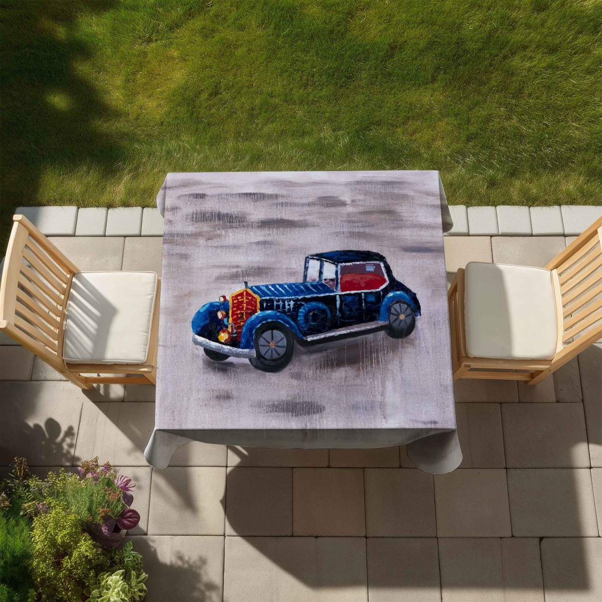 Picture of Begin Home Decor C1TC5858J40CVO 58 x 58 in. Toy Car Tablecloth - Livingroom Transportation Decor for Home