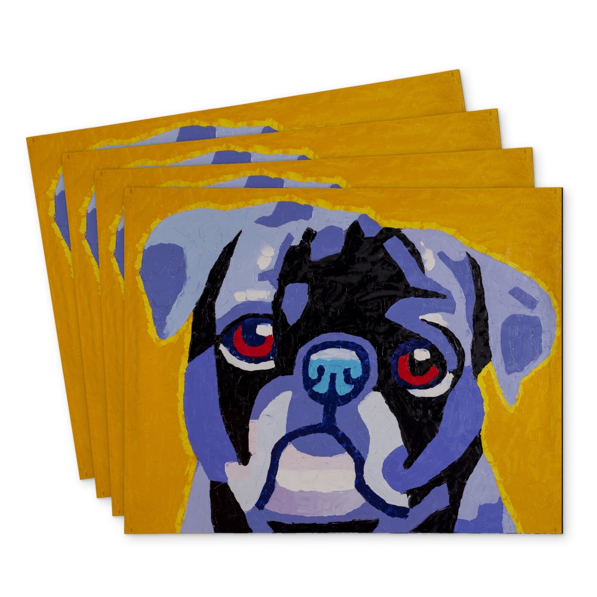 Picture of Begin Home Decor C4PP1418VW48D6 14 x 18 in. Flash the Pug Polyester Placemat - Cute Home Decor Accessory - Set of 4