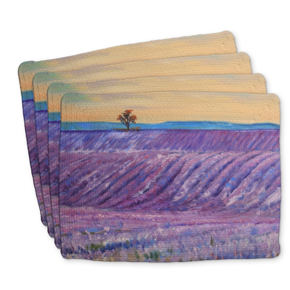 Picture of Begin Home Decor C4BP1418BMML17 14 x 18 in. Landscape of a Field of Lavender - Braided Polyester Placemat - Set of 4