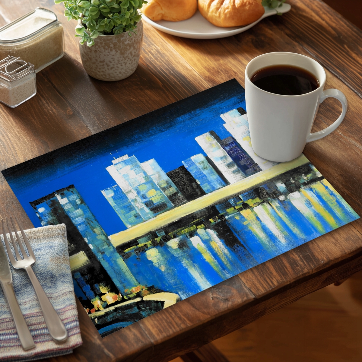 Picture of Begin Home Decor C4PP1418886T0R 14 x 18 in. Skyline of Lower Manhattan Polyester Placemat - Home Decor - Set of 4