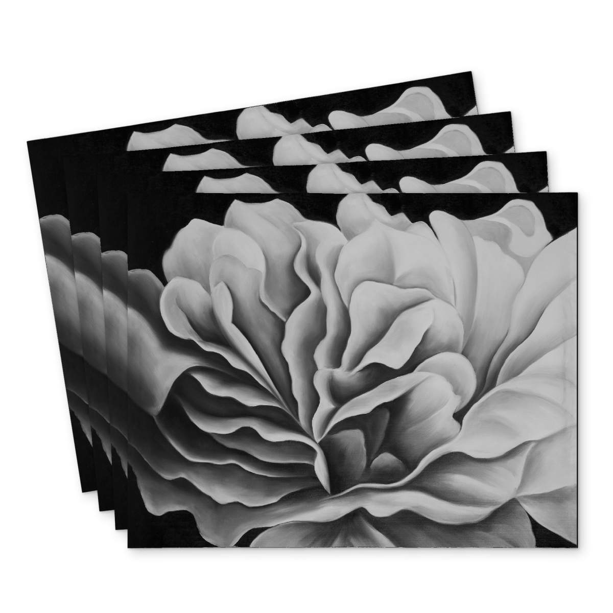 Picture of Begin Home Decor C4PP1418FE7C7Z 14 x 18 in. Beautiful Black & White Flower Polyester Placemat - Home Decor - Set of 4