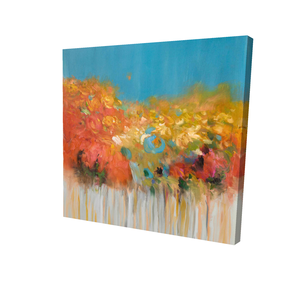 2080-2424-AB27 24 x 24 in. Colorful Abstract Flowers Canvas - Modern Blue Home Decor
